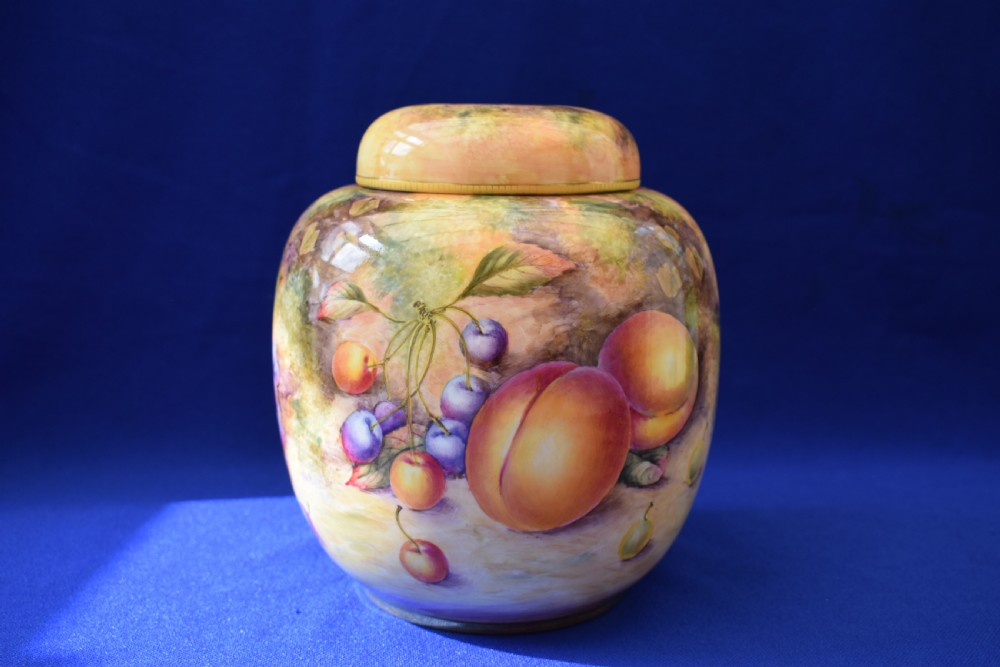 Royal Worcester painted fruit ginger jar and cover. View II