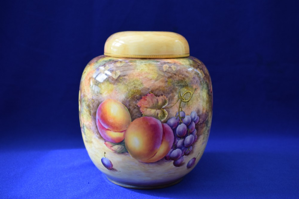 Royal Worcester painted fruit ginger jar and cover. View III