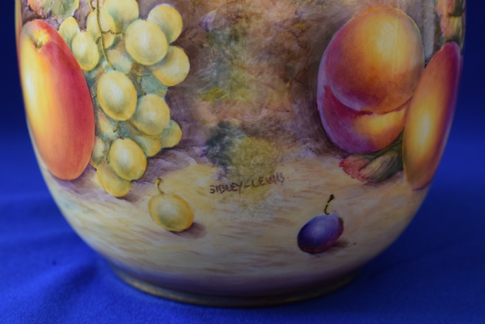 Royal Worcester painted fruit ginger jar and cover. View IV