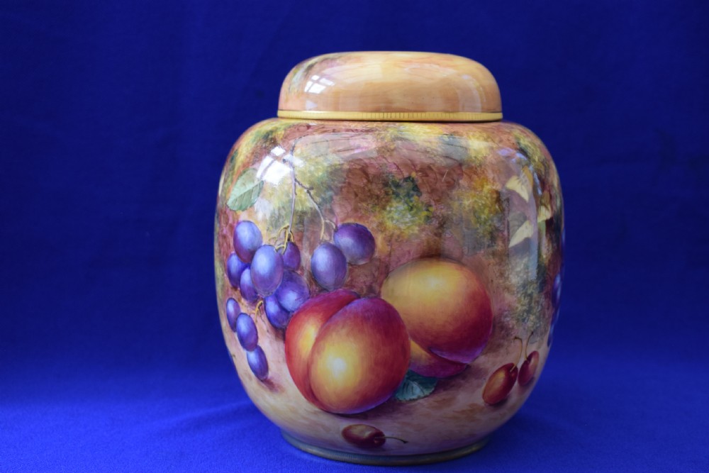 Royal Worcester painted fruit ginger jar and cover.