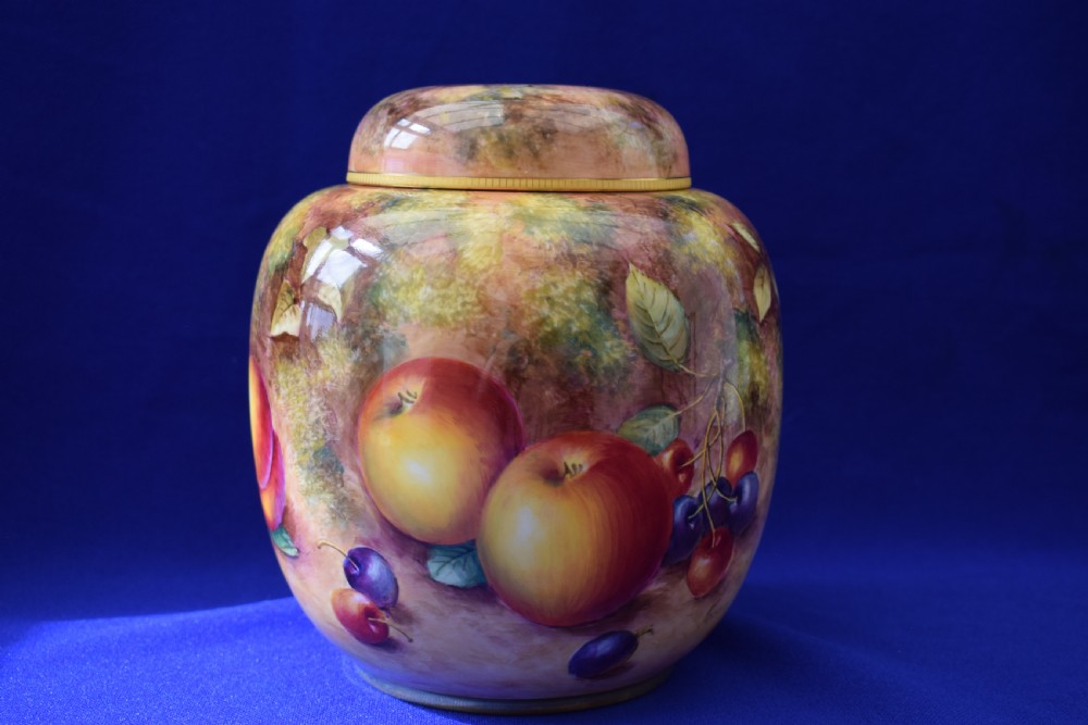 Royal Worcester painted fruit ginger jar and cover. View III