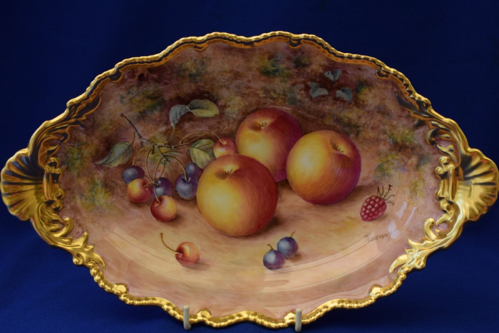 Royal Worcester painted fruit oval dessert dish