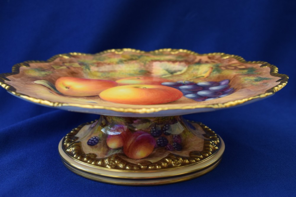Royal Worcester painted fruit low cake stand