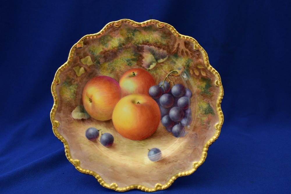 Royal Worcester painted fruit low cake stand View II