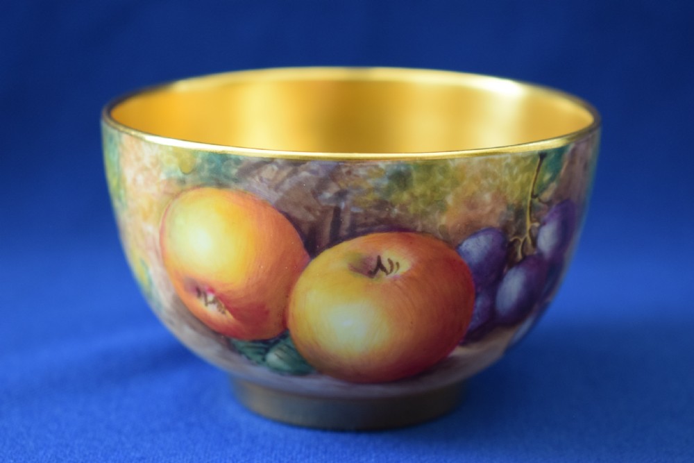 Royal Worcester painted fruit sugar bowl.