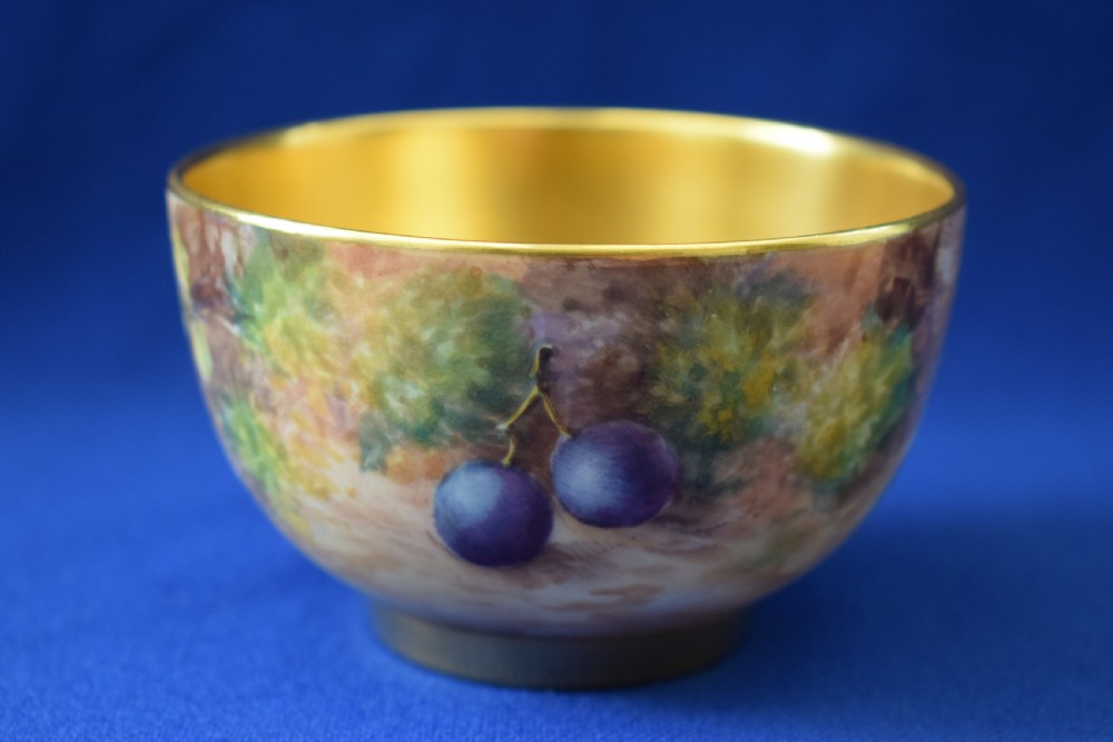 Royal Worcester painted fruit sugar bowl. View II