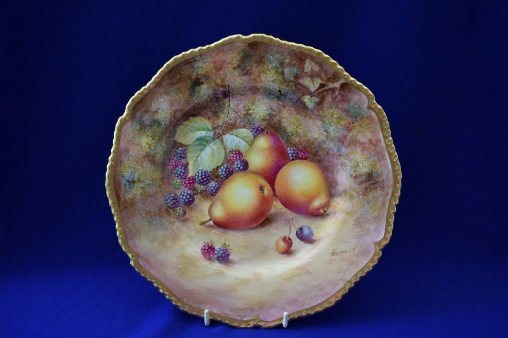 Royal Worcester painted fruit rope edge plate large size.