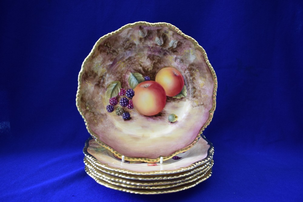 Royal Worcester set of 6 painted fruit 8
