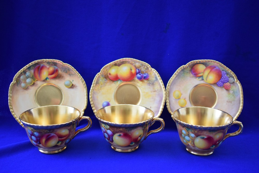 Royal Worcester painted fruit rope edge teaset for 6 View II