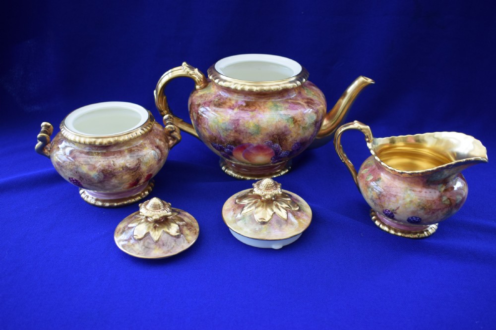 Royal Worcester painted fruit rope edge teaset for 6 View VI