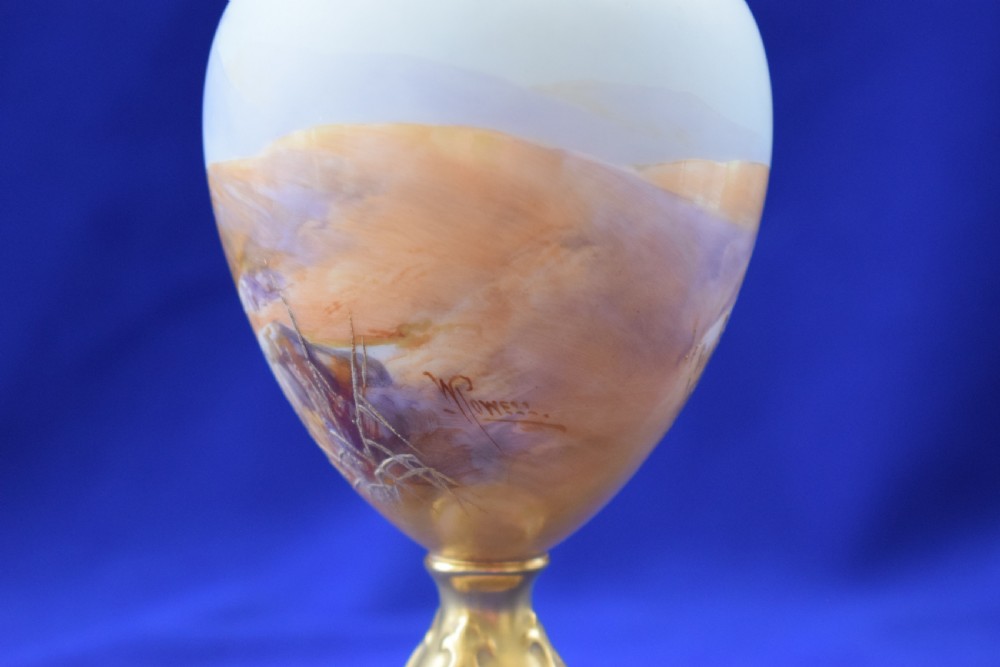 Royal Worcester hand painted goblet, storks by W Powell. View III