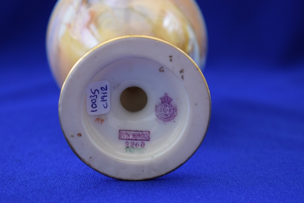 Royal Worcester hand painted goblet, storks by W Powell. View IV