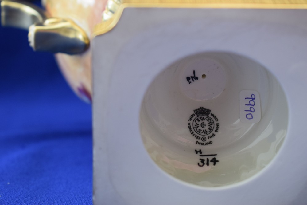 Royal Worcester painted fruit pot pourri vase of Trophy shape, View IV