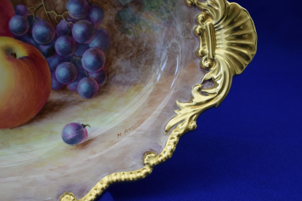 Royal Worcester painted fruit Low Comport signed Ayrton. View III