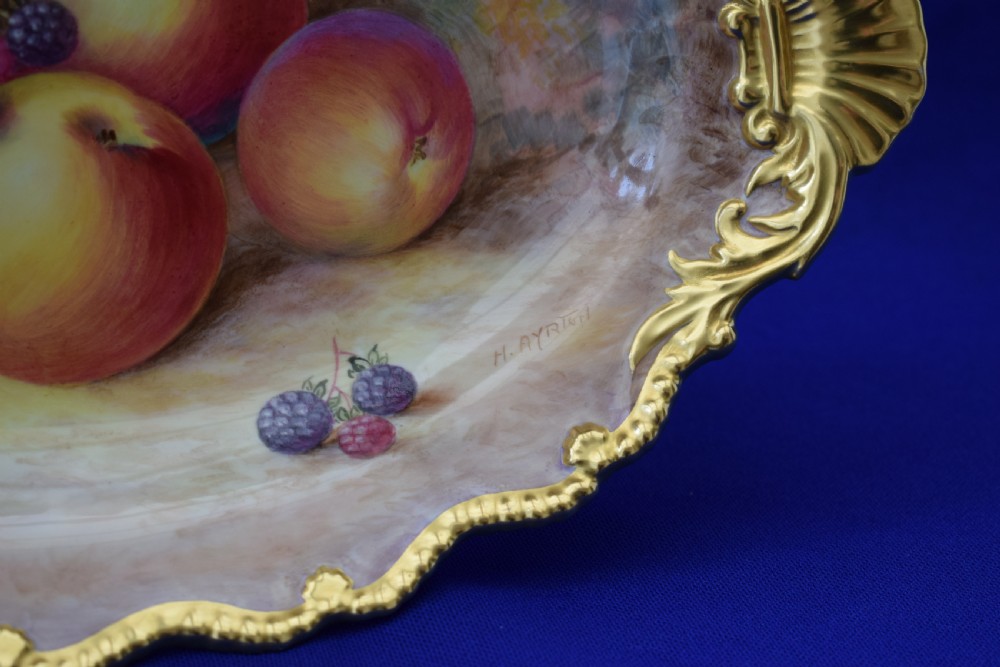Royal Worcester painted fruit Low comport signed H Ayrton. View III