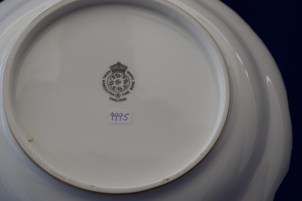 Royal Worcester painted fruit shell handled dessert dish View III