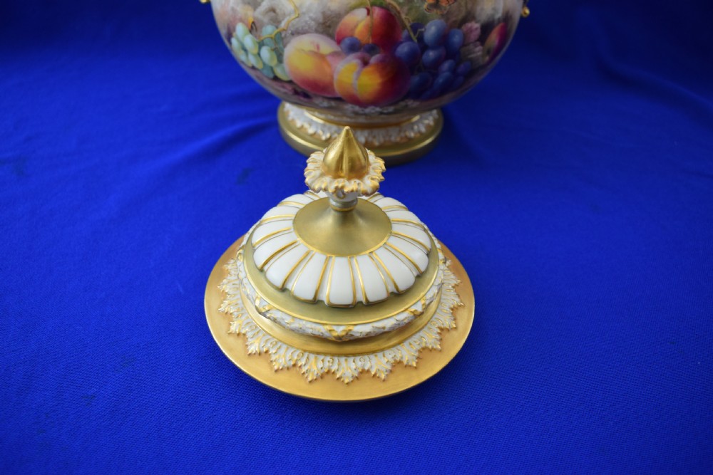 Royal Worcester painted fruit Bow vase, early pink mark period View V