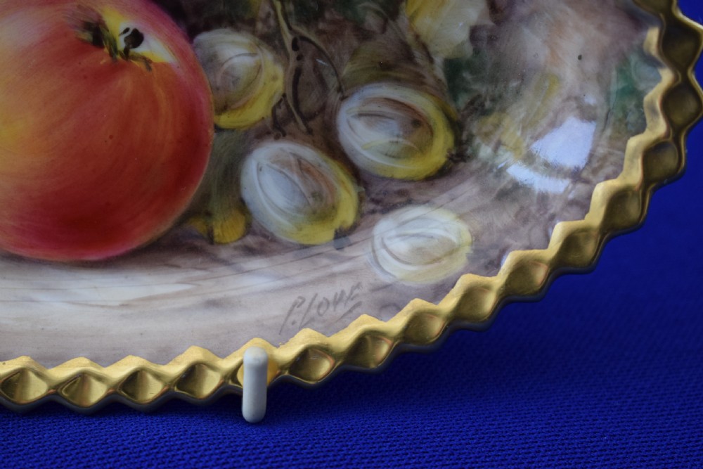 Royal Worcester painted fruit bon bon dish View II