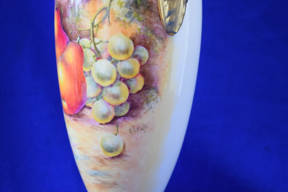 Royal Worcester painted fruit vase and cover signed R Lewis View III