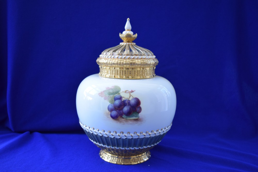 Royal Worcester painted fruit pot pourri by Ayrton View II