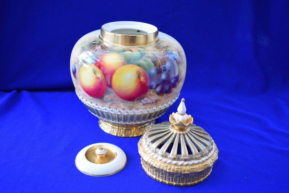Royal Worcester painted fruit pot pourri by Ayrton View III