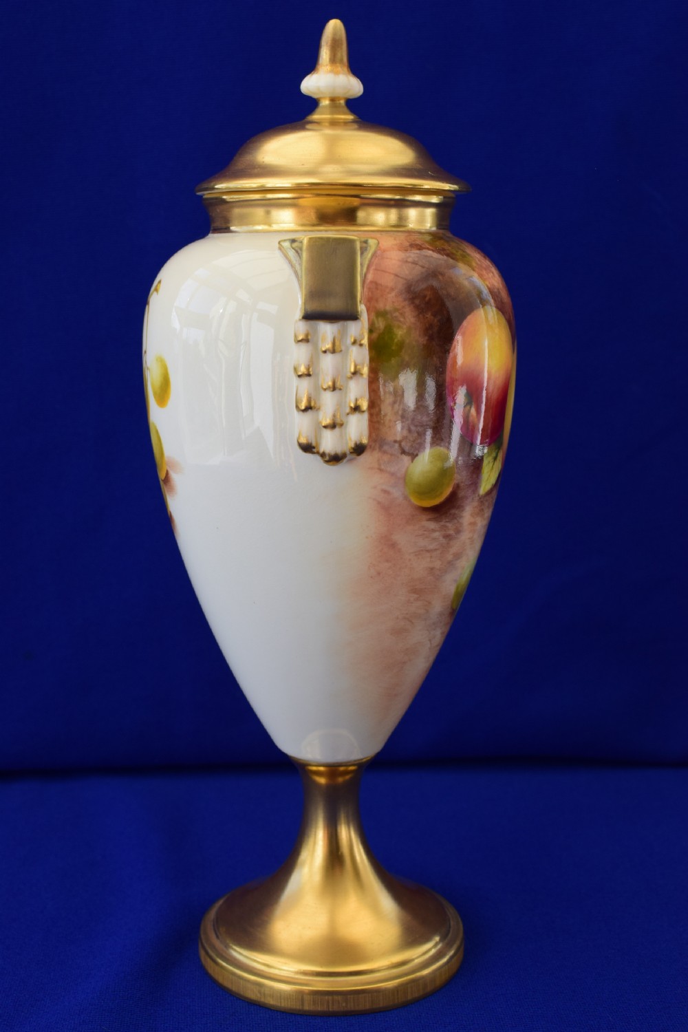 Royal Worcester painted fruit vase and cover View III