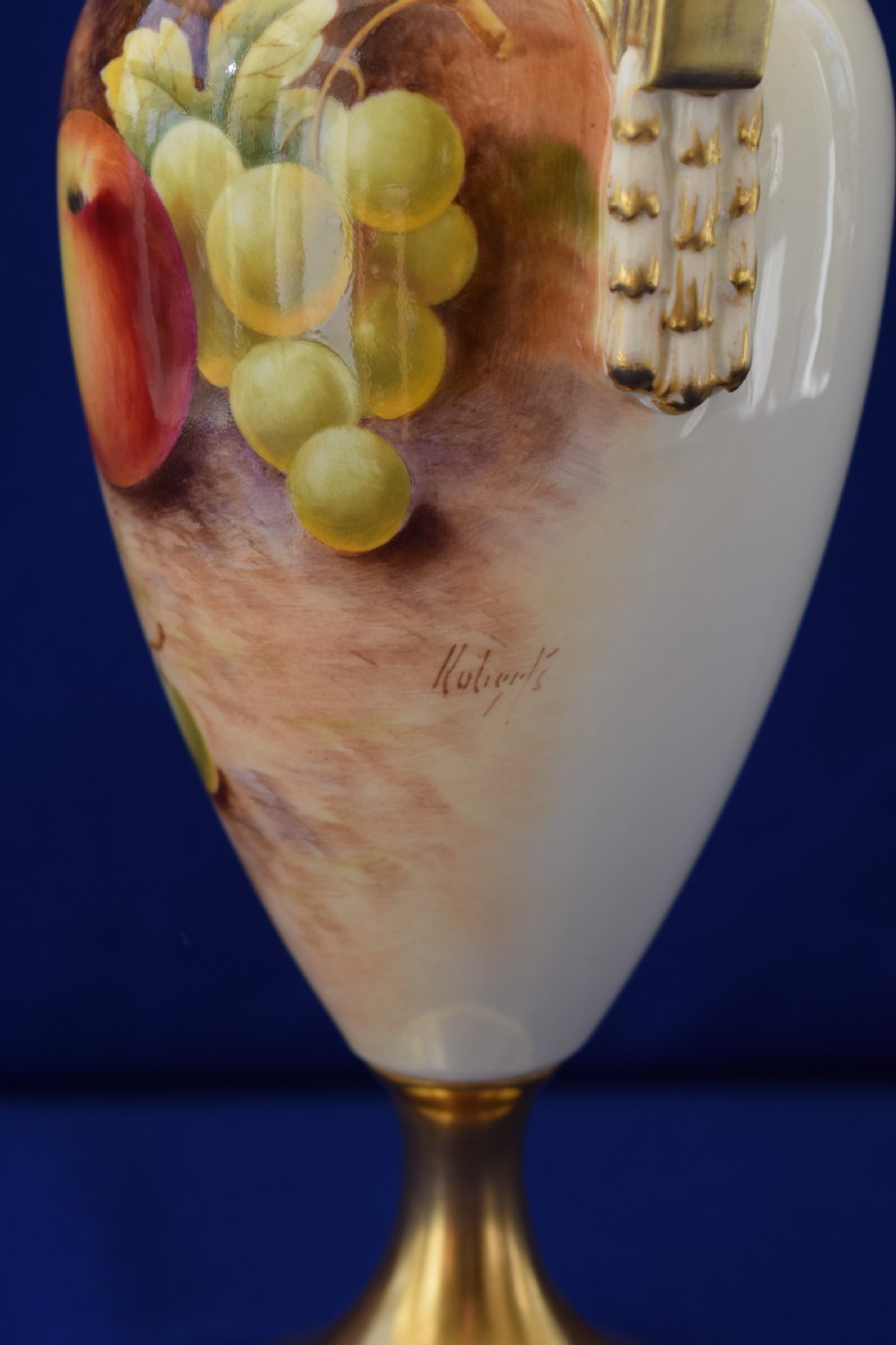 Royal Worcester painted fruit vase and cover View IV