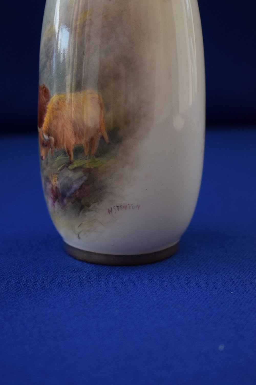 Royal Worcester vase, cattle by H Stinton View III