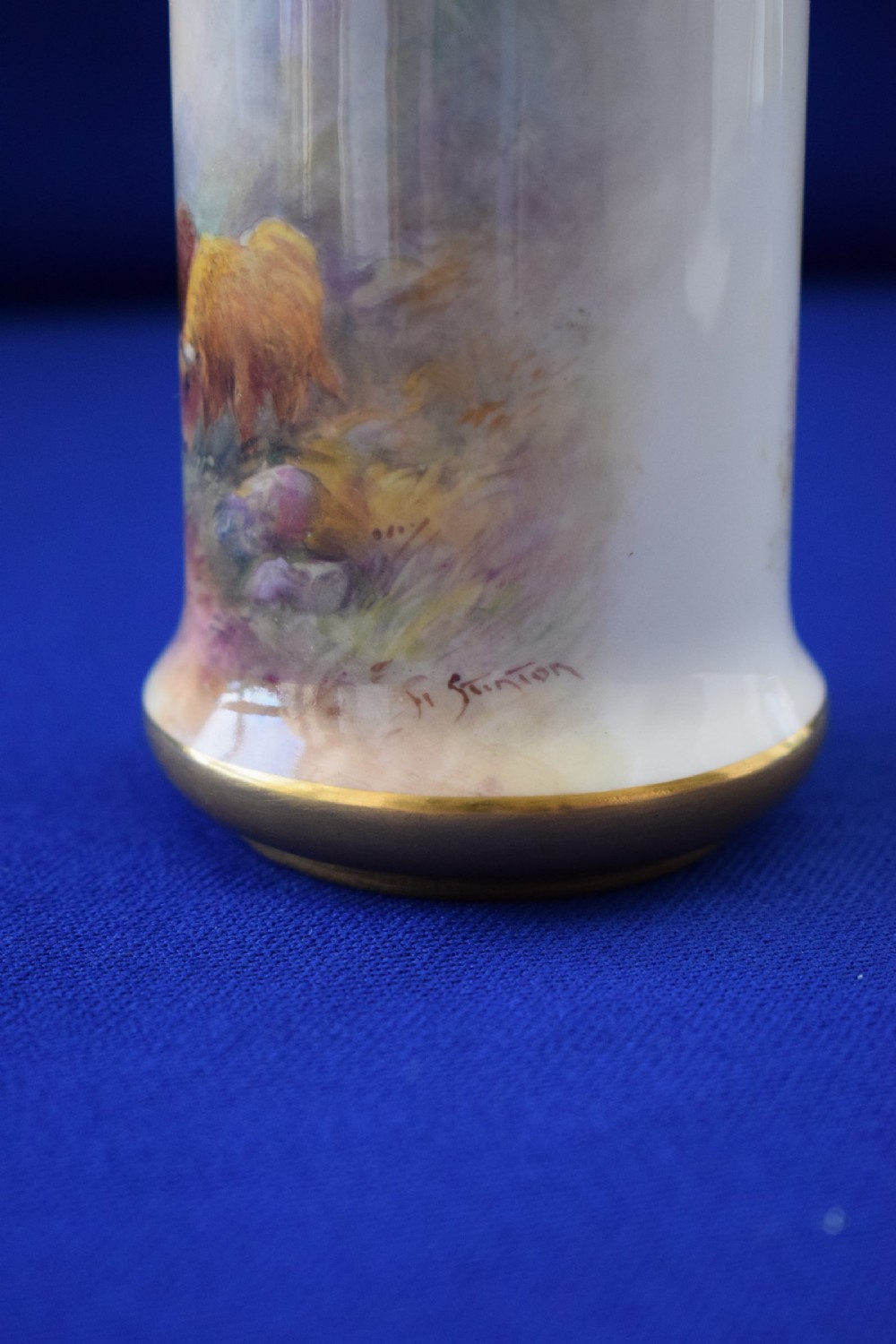 Royal Worcester vase decorated Highland cattle by H Stinton. View III
