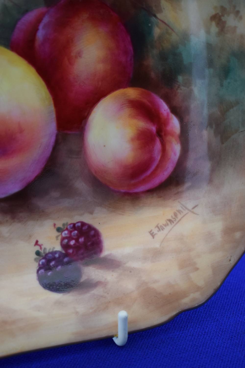 Royal Worcester painted fruit sandwich tray signed E Townsend View II