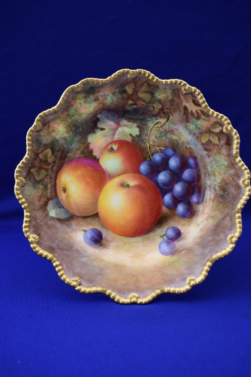 Royal Worcester painted fruit low cake stand by Harry Ayrton View II