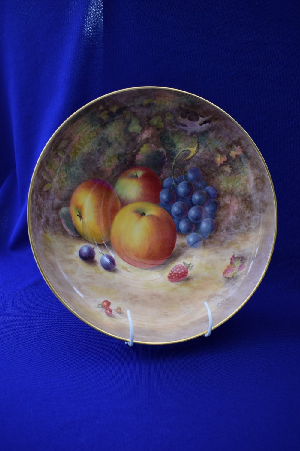 Royal Worcester pair of painted fruit floating flower bowls by H Ayrton View II