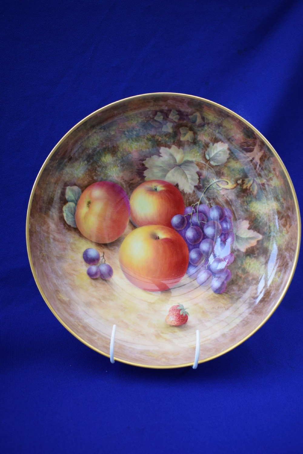 Royal Worcester pair of painted fruit floating flower bowls by H Ayrton View III