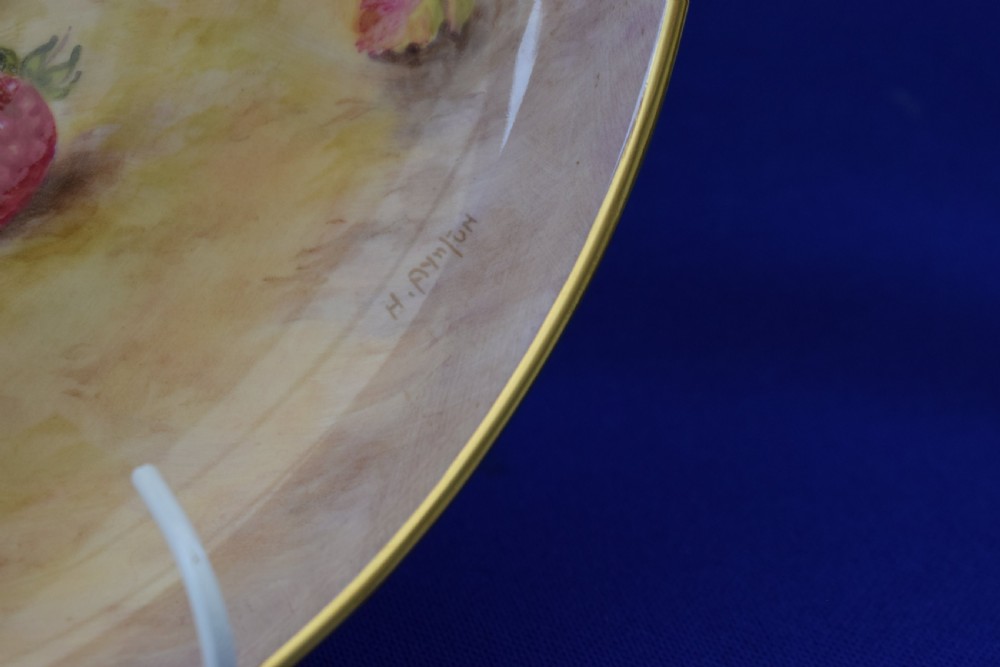 Royal Worcester pair of painted fruit floating flower bowls by H Ayrton View V