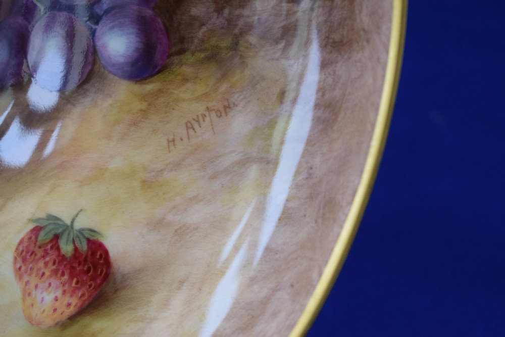 Royal Worcester pair of painted fruit floating flower bowls by H Ayrton View VI
