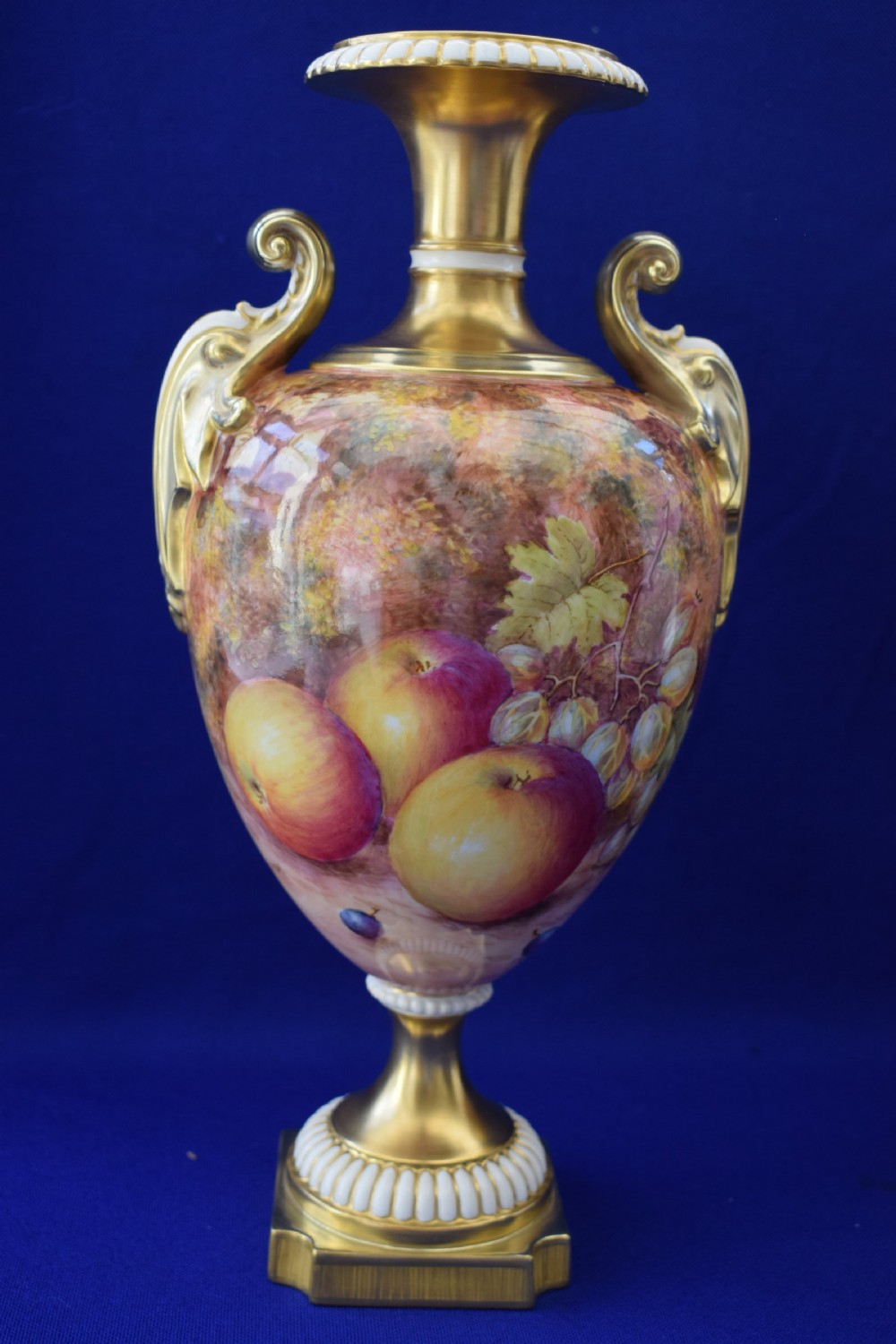 Royal Worcester pair of painted fruit large vases View IV