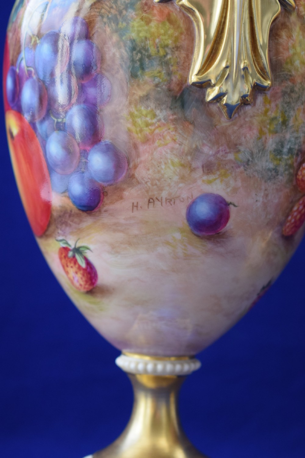 Royal Worcester pair of painted fruit large vases View VII