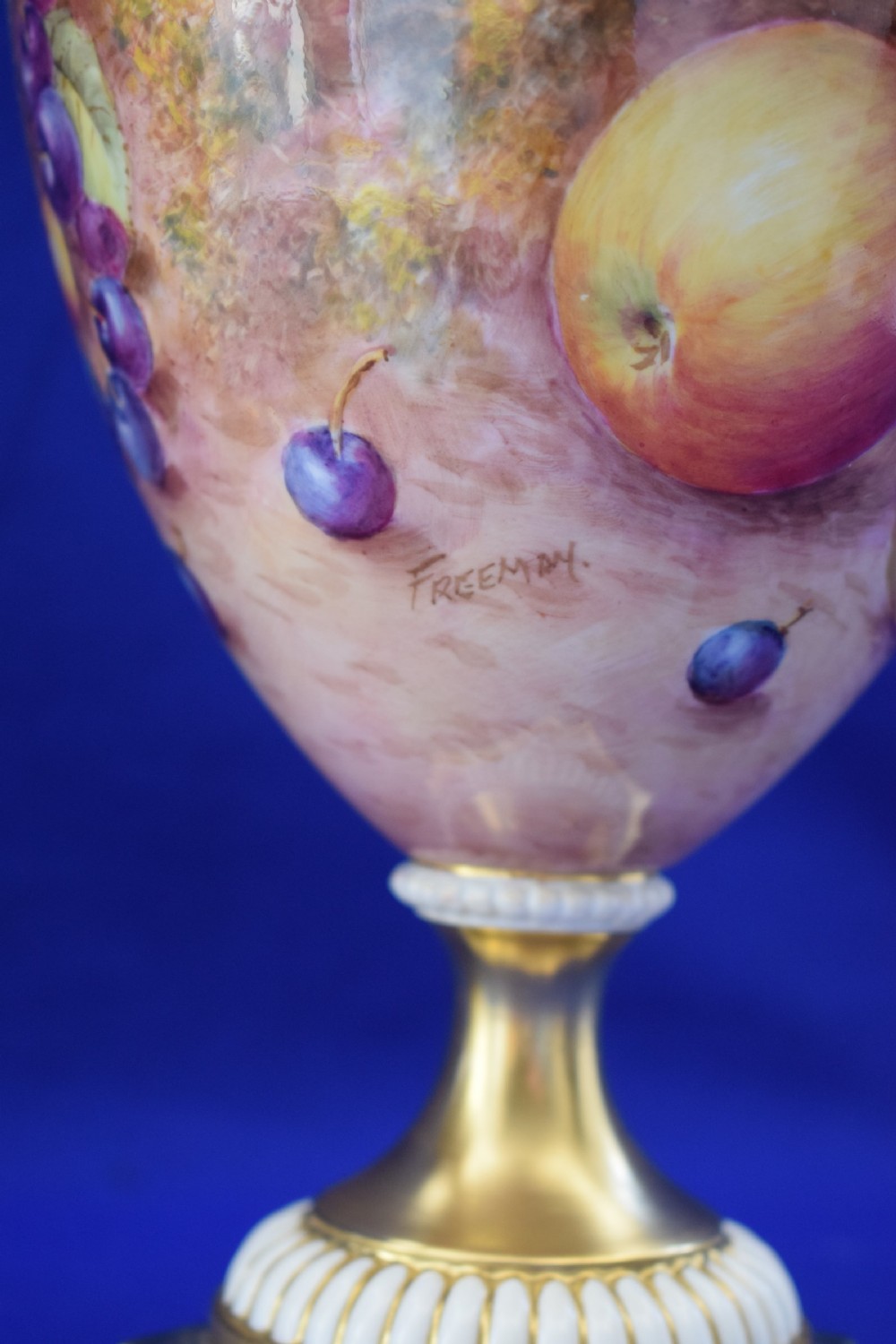 Royal Worcester pair of painted fruit large vases View VIII