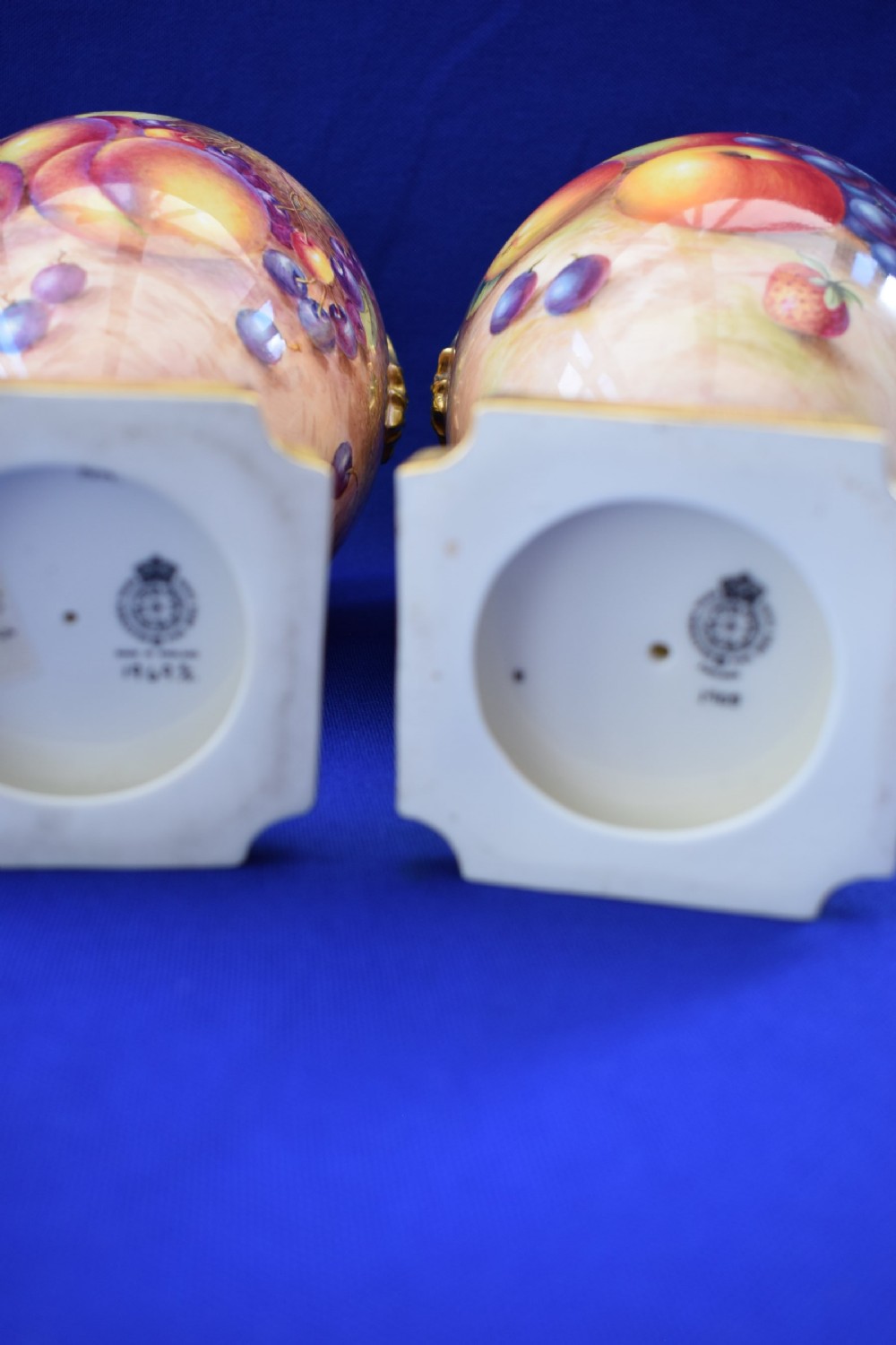 Royal Worcester pair of painted fruit large vases View IX
