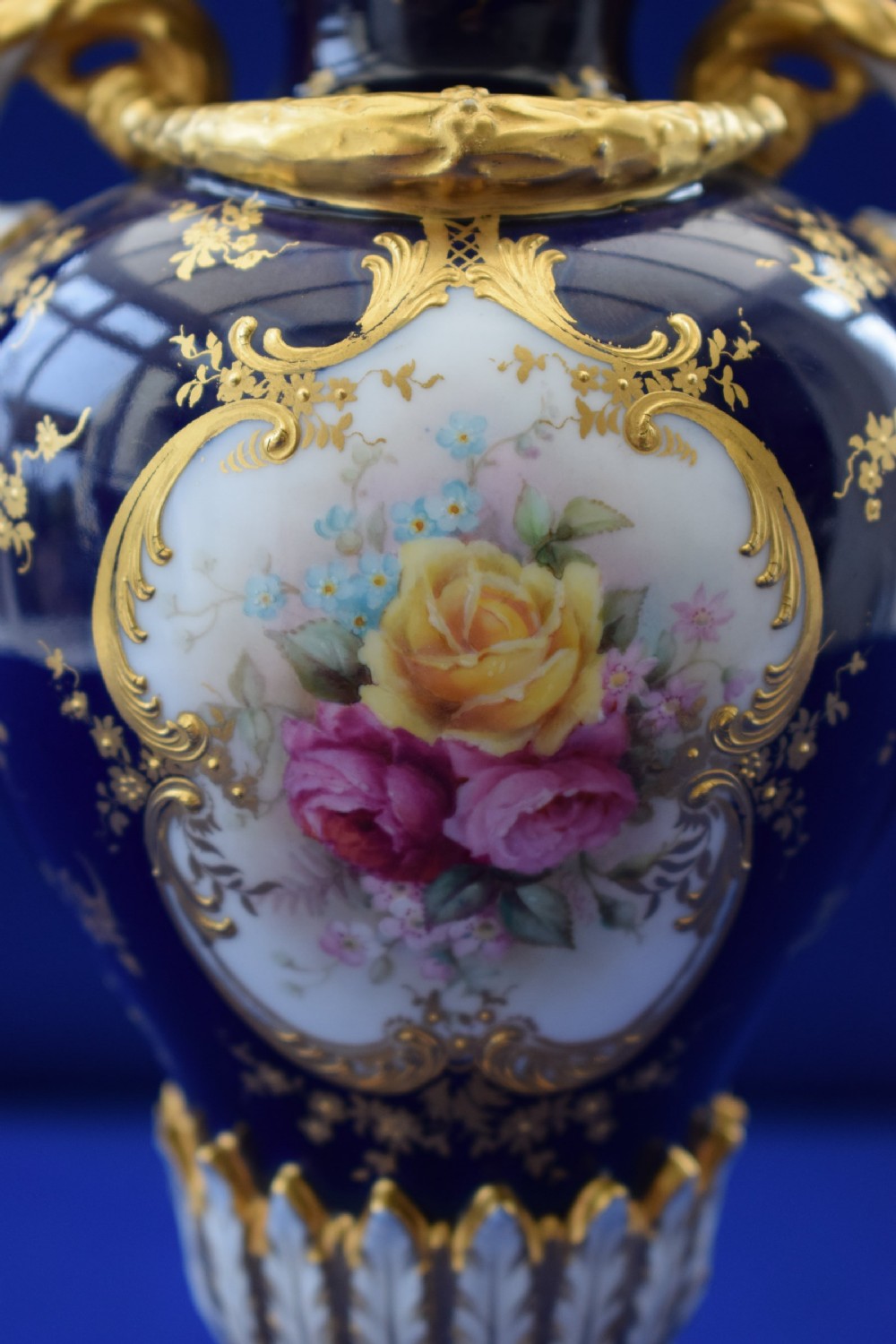 Royal Worcester vase and cover decorated roses by H Chair View II