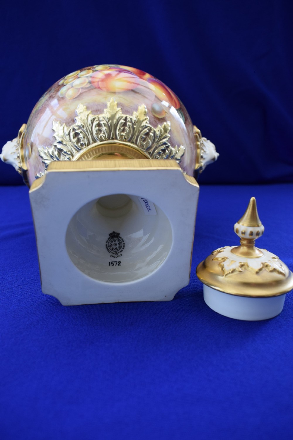 Royal Worcester painted fruit angel head vase and cover by Ayrton View VI
