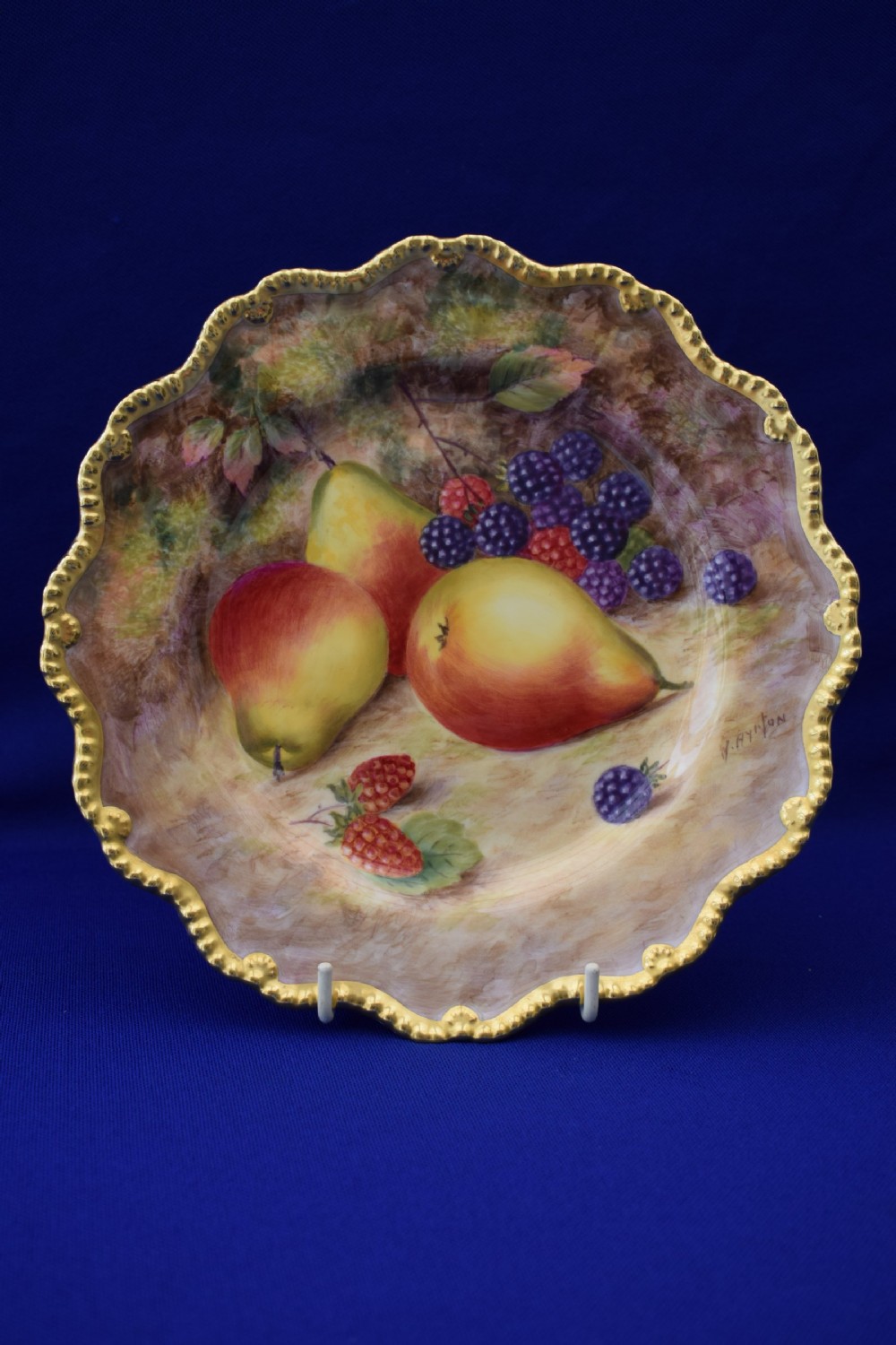 Royal Worcester painted fruit star edge plate by Ayrton