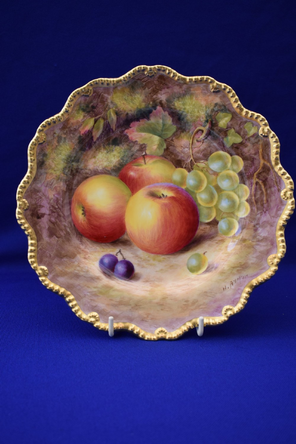 Royal Worcester painted fruit star edge plate signed H Ayrton
