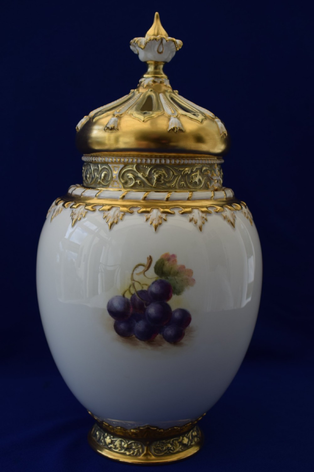 Royal Worcester 3 piece pot pourri signed H Ayrton View II
