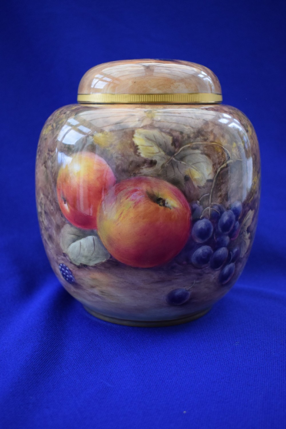 Royal Worcester painted fruit ginger jar by P Love