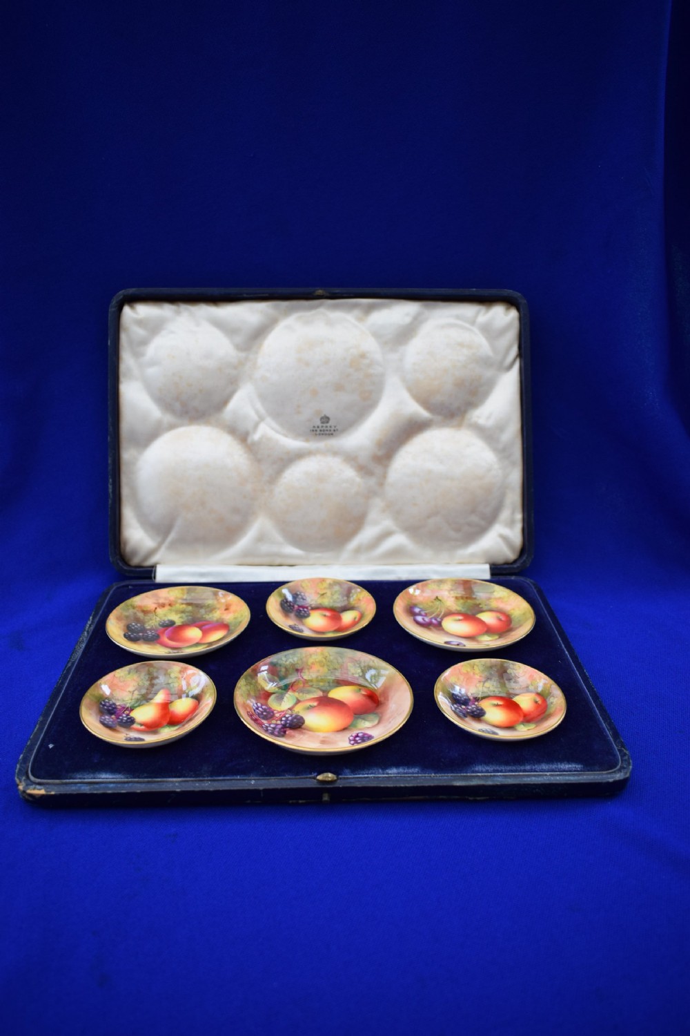 Royal Worcester painted fruit cased set made for Asprey