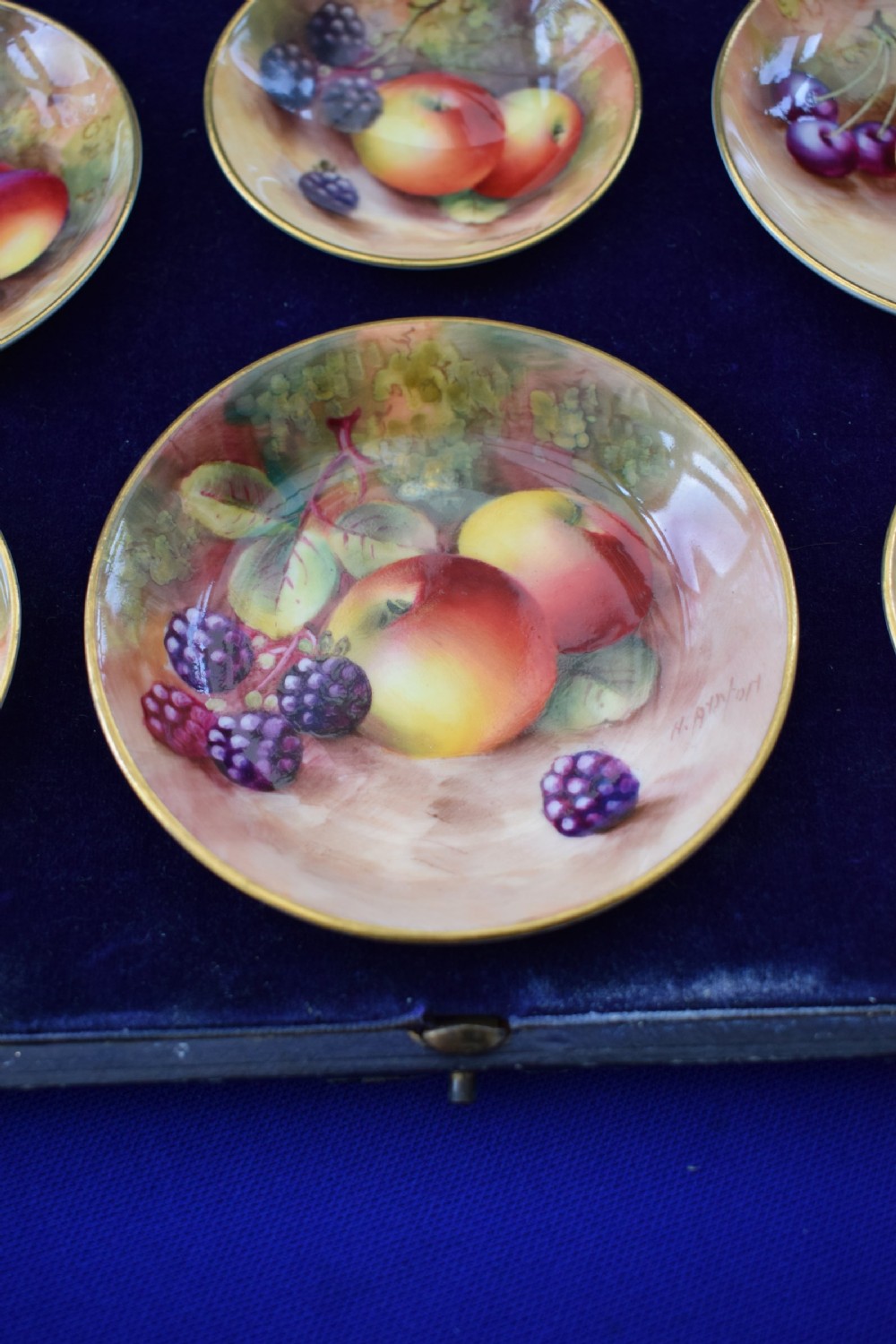 Royal Worcester painted fruit cased set made for Asprey View III