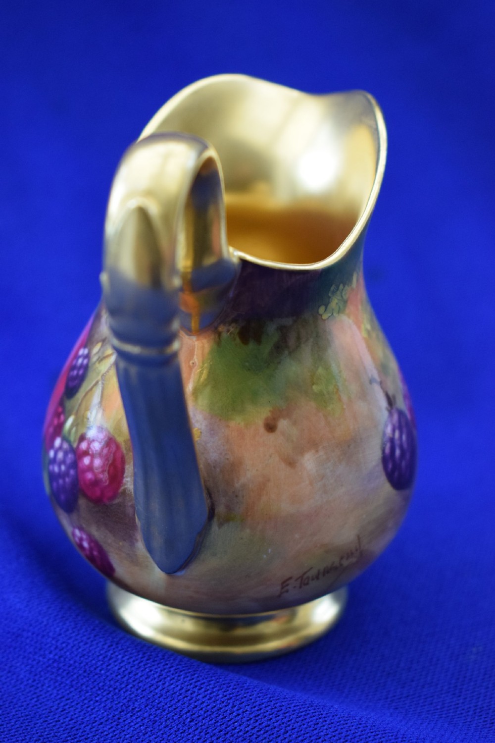 Royal Worcester painted fruit cream jug by Townsend View III