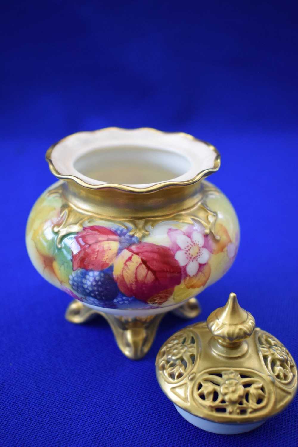Royal Worcester pot pourri, Autumn fruit by K Blake View III