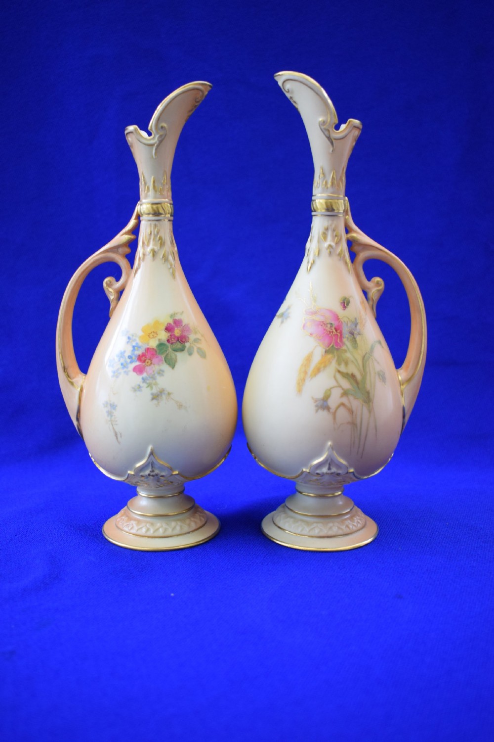Royal Worcester pair of blush ivory ewers View II